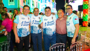 Presidente David Reis e vereadores Kennedy Marques, Sérgio Baré, Professor Samuel, e deputado Daniel Almeida - Foto: Cleuton Silva/Dicom-CMM